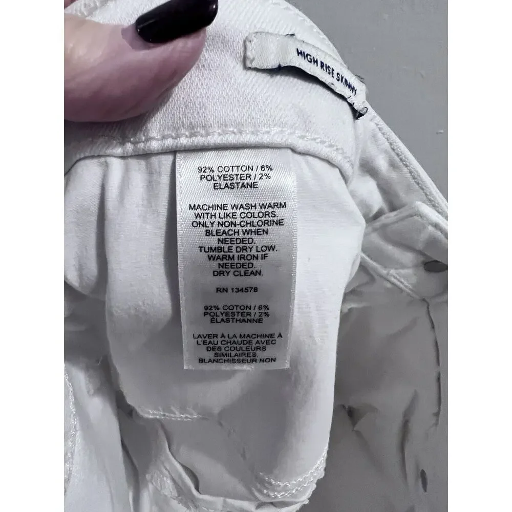 Vineyard Vines Womens White Cotton High Rise Skinny Leg Jeans Size 18/20